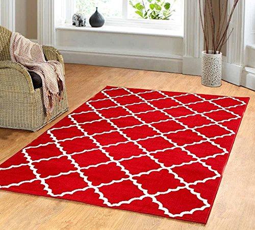 Contemporary Trellis Modern Geometric Area Rug furnishmyplace (5'x7'5", Red)