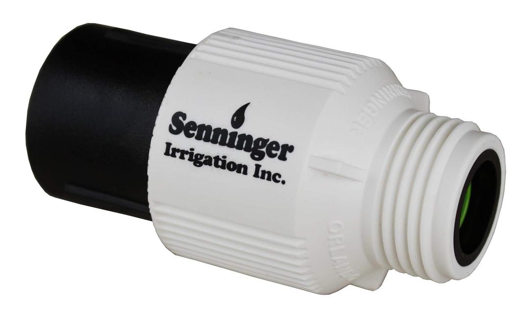 Senninger Pressure Regulator 25 PSI 3/4" Hose Thread Drip Irrigation Pressure Reducer Low Flow Valve - Landscape Grade High Performance White