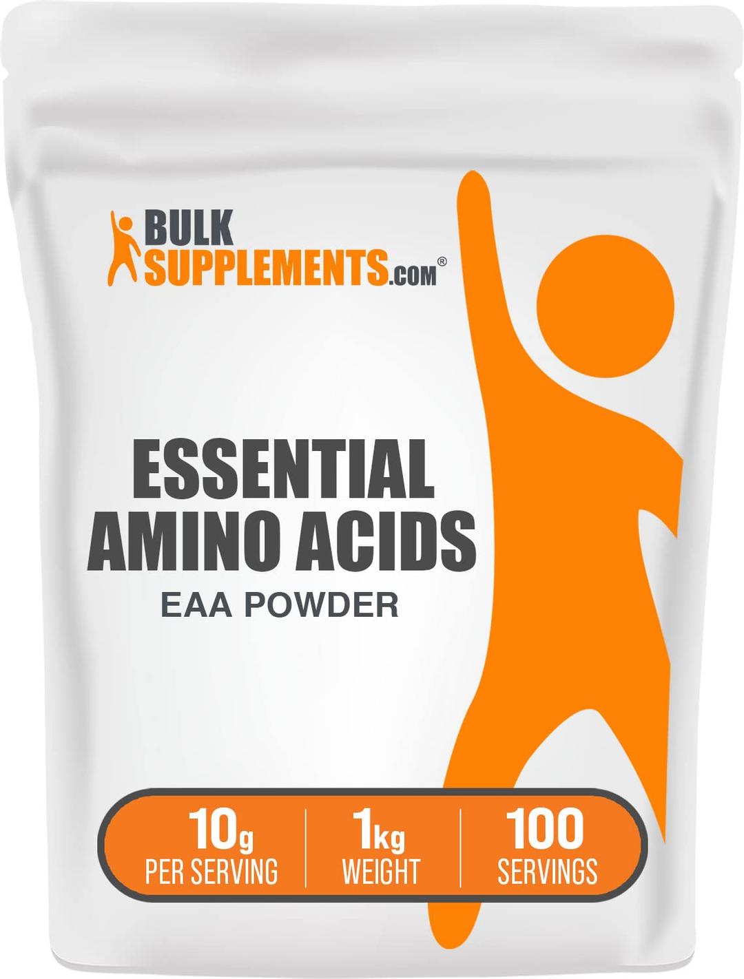 BulkSupplements.com Essential Amino Acids Powder - Essential Amino Acids Supplement, EAA Powder - Unflavored & Gluten Free, 10g of EAAs Amino Acids per Serving, 1kg (2.2 lbs) (Pack of 1)