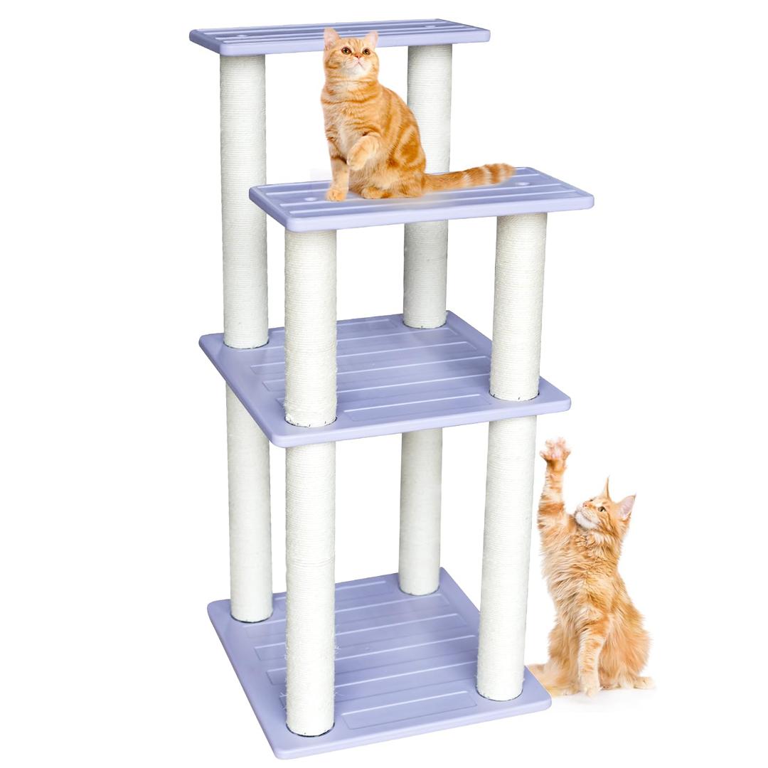 63 Inches Outdoor Cat Tower, Large Multi Level Cat Tree with Big Polypropylene Rope Scratching Posts for Indoor and Outdoor Cats