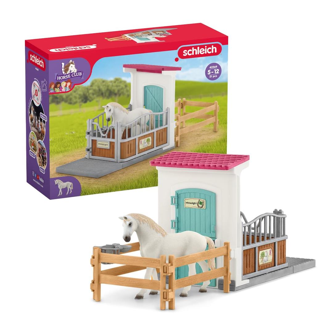 Schleich Horse Club — Horse Stall Extension Play Set for Children, 21 Piece Horse Stable Play Set with Horse Toys for Girls and Boys Ages 5+