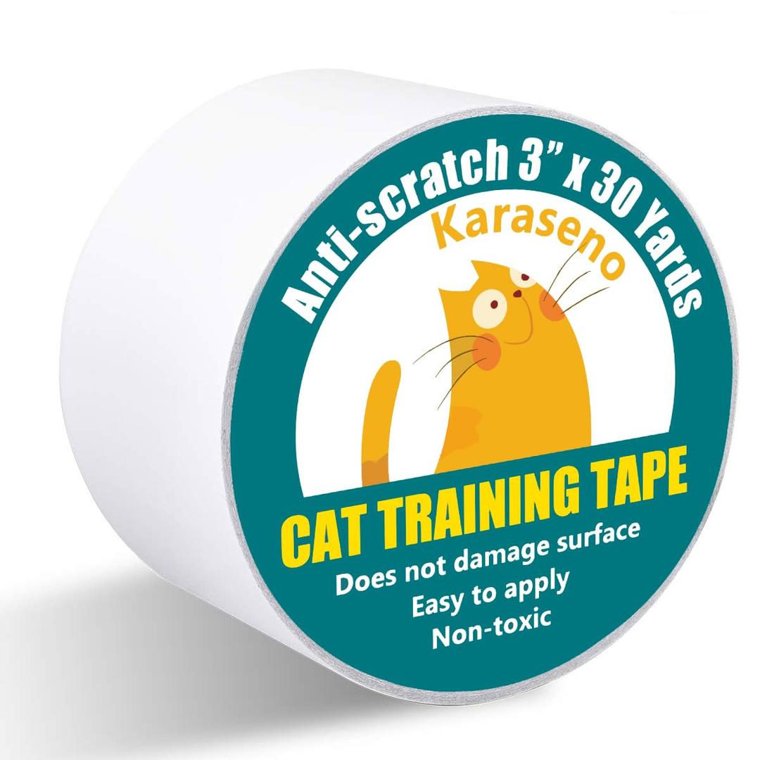 Anti Cat Scratch Tape, 3 inches x 30 Yards Cat Training Tape, 100% Transparent Clear Double Sided Cat Scratch Deterrent Tape, Furniture Protector for Couch, Carpet, Doors, Pet & Kid Safe