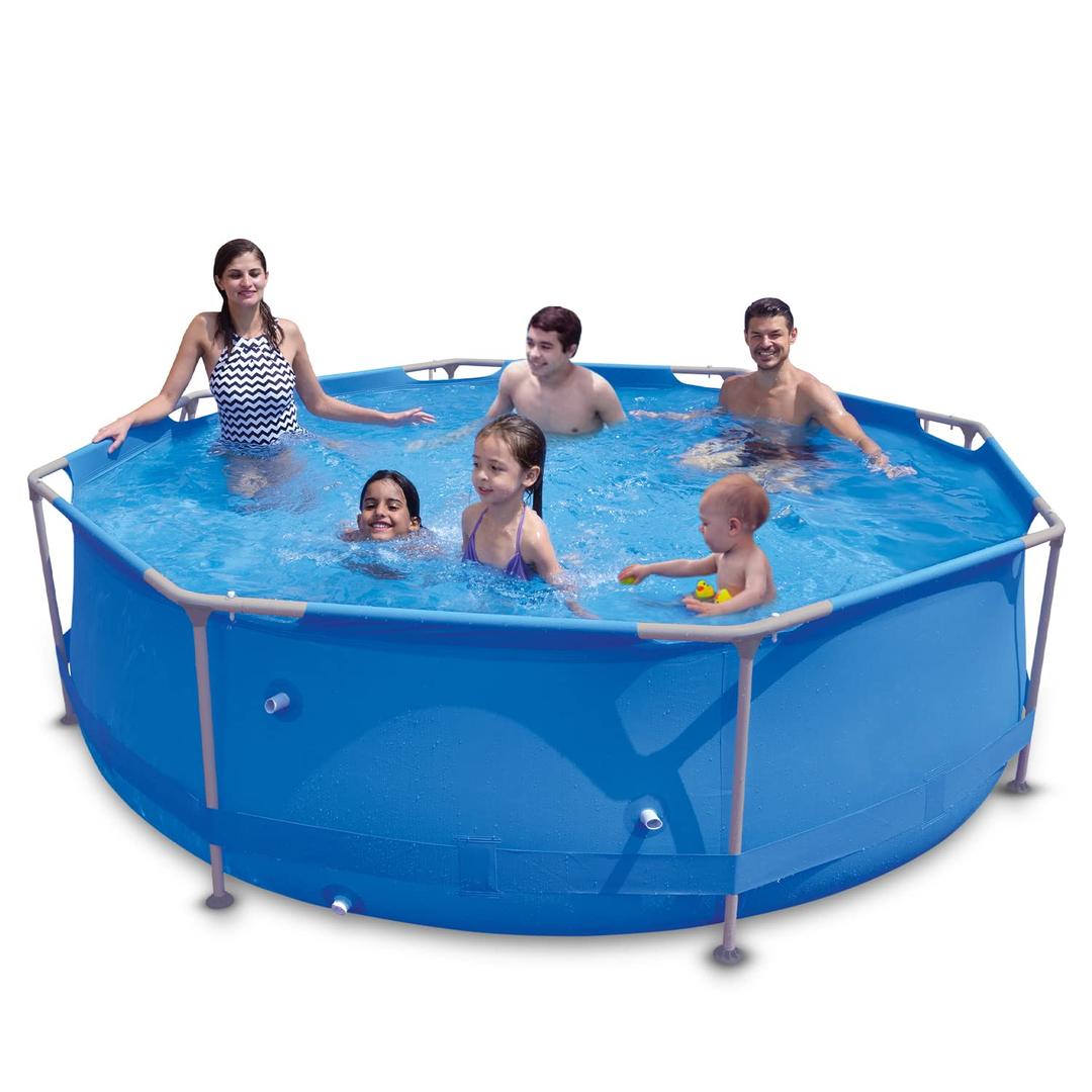 Above Ground Swimming Pool - 10FT x 30in Outdoor Round Metal Frame Swimming Pool for Kids and Adults, Family Inflatable Swimming Pool Bath Tub for Toddlers Adults Backyard Garden with Easy Set-Up