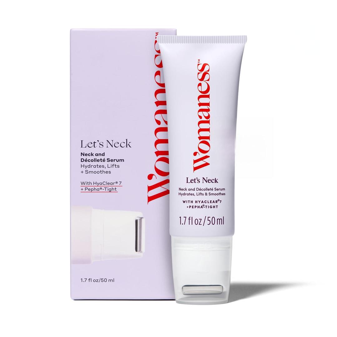 Womaness Let's Neck Firming Serum - Roll On Neck Creams for Tightening and Firming - Daily Crepey Skin Treatment to Smooth Neck Wrinkles & Sagging Skin - Hydrate, Tighten and Lift (50ml)