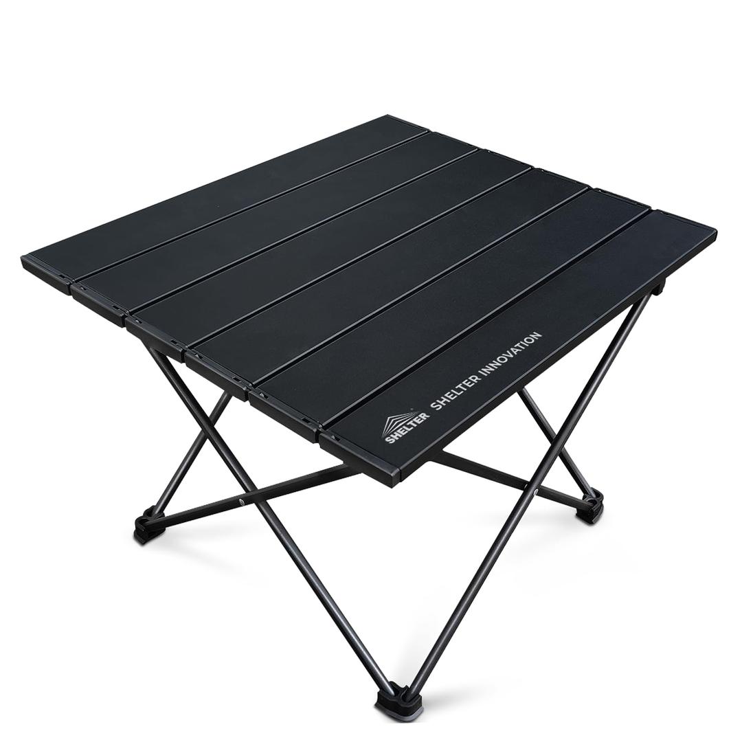 SHELTER Camping Table, Compact Folding Camp Table, Foldable Camping Tables with Carry Bag, Ultralight Portable Aluminum Table for Hiking, Picnic, BBQ, Outdoor Cooking, Travel, Beach Table