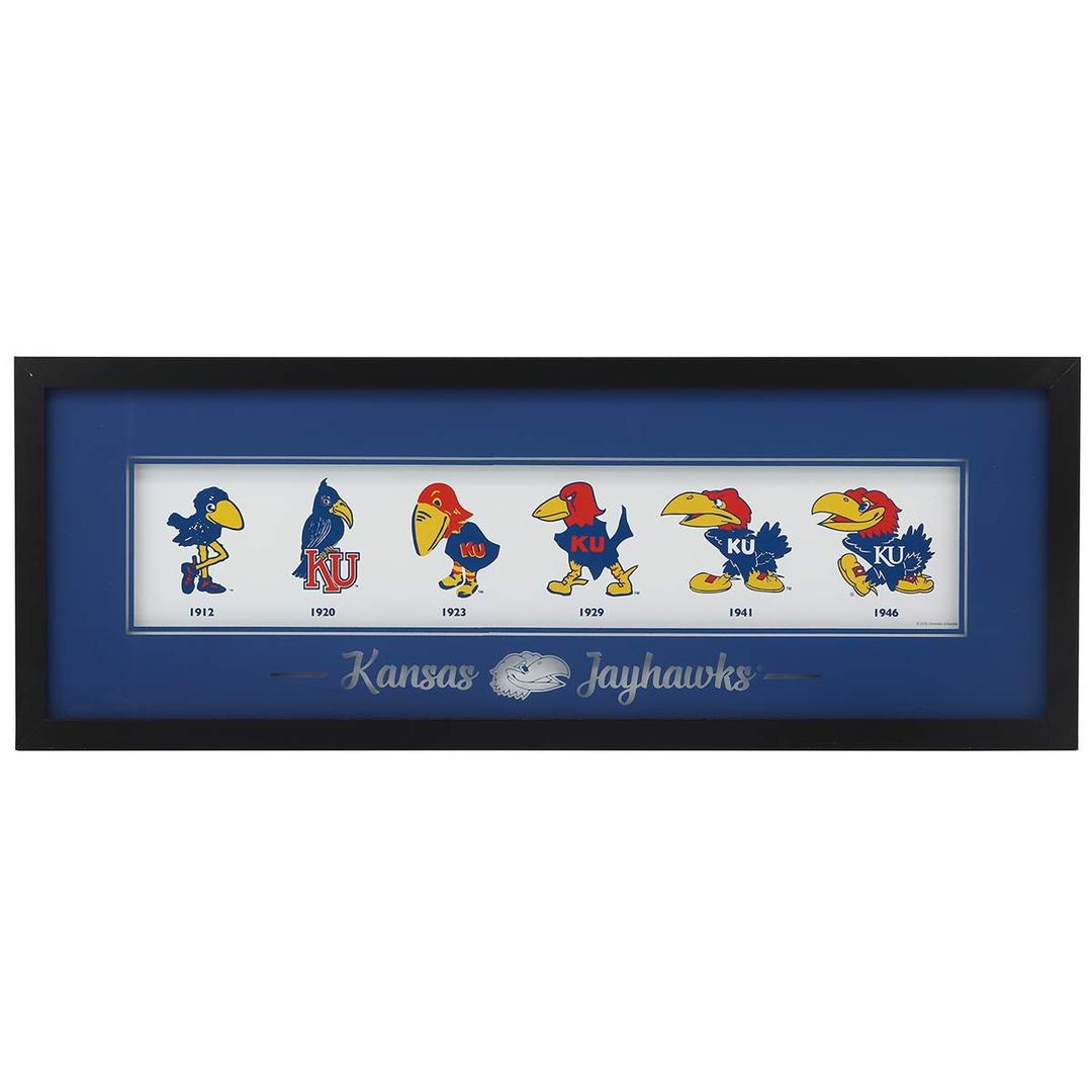 University of Kansas Logo Evolution Framed Wall Decor - Large Kansas Jayhawks Wall Art for Office or Man Cave