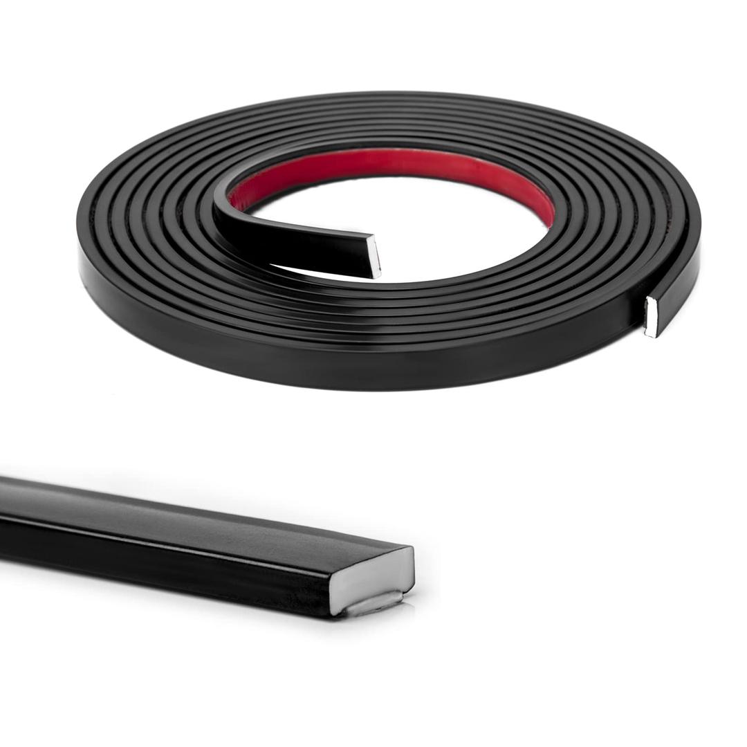 Art3d 10 Ft Peel and Stick Flexible Vinyl Molding Trim for Wall Tile Edges, Kitchen backsplash, Mirrior Frame in Black