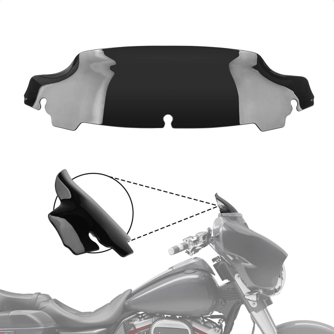 Windshield 5 inch Motorcycle Wave Windscreen Fit for 2014-2023 Harley Davidson Touring Electra Glide Street Glide FLHT FLHTC (Black)