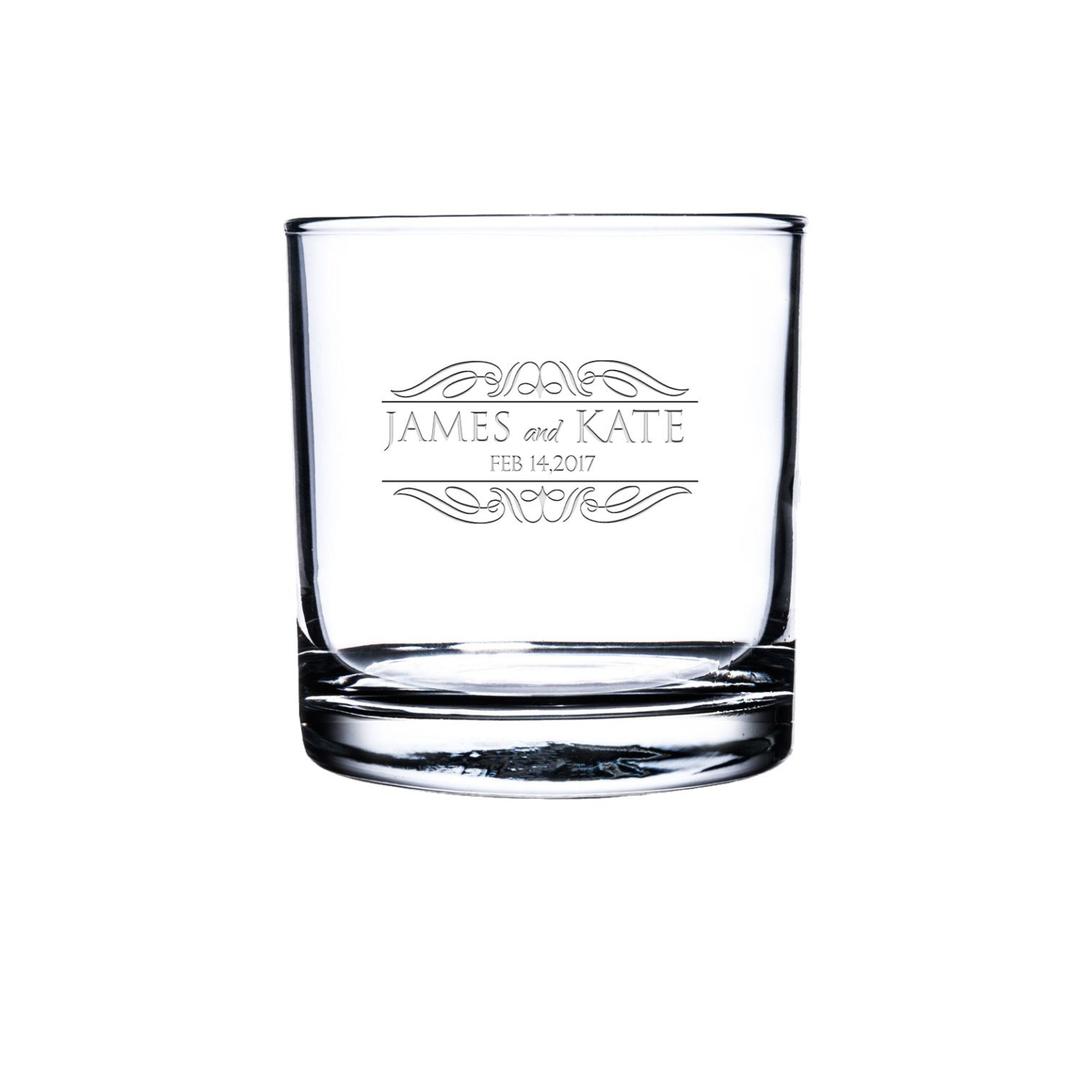 Etched Scotch Glass,Personalized Rocks Glass, Custom Whiskey Glass, Engraved Bourbon Glass, His and her name engraved scotch Glasses, Customized Snifter Glass