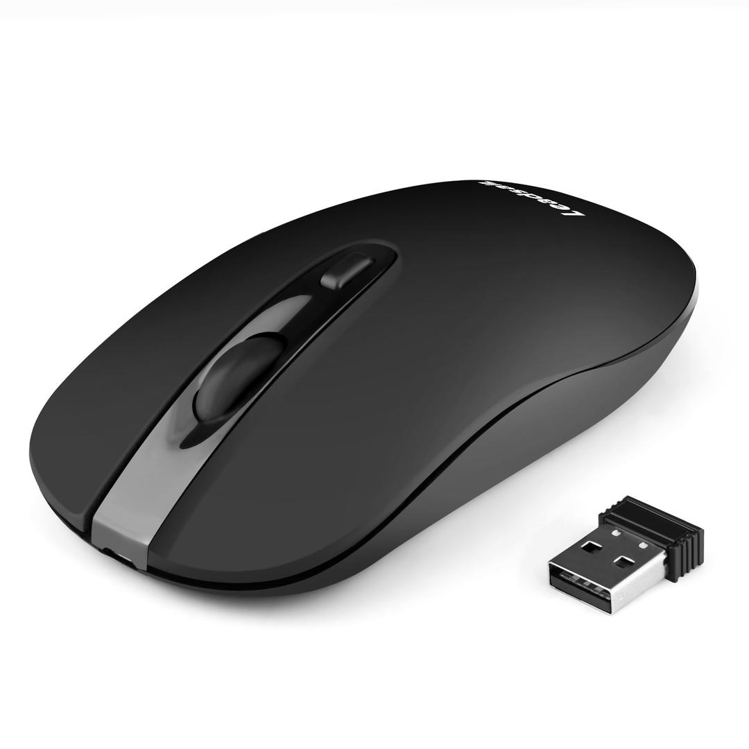 LeadsaiL Wireless Silent Mouse, Cordless Rechargeable Mouse, Noiseless and Quiet Click,2400DPI with 5 Adjustable Levels for Windows 7/8/10/XP/Vista/Mac/Linux (Black)