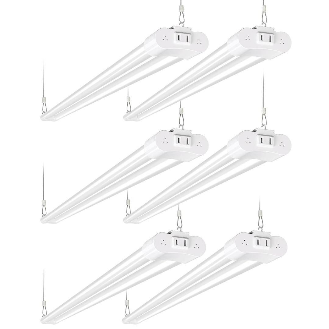 6 Pack 4FT Linkable LED Shop Light, Utility Shop Light Fixture, 4400lm, 42W [250W Equivalent], 5000K Daylight Shop Lights for Garage, Hanging or Surface Mount, with Power Cord, ETL,White