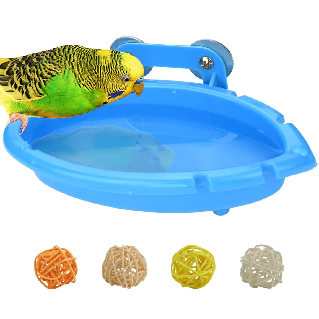 Mygeromon Bird Bath for Cage-Small Tub Bowl for Hang Inside Cage Birdbath Shower for Parrot/Parakeets/Cockatiels/Canary/Budgerigar (Blue)