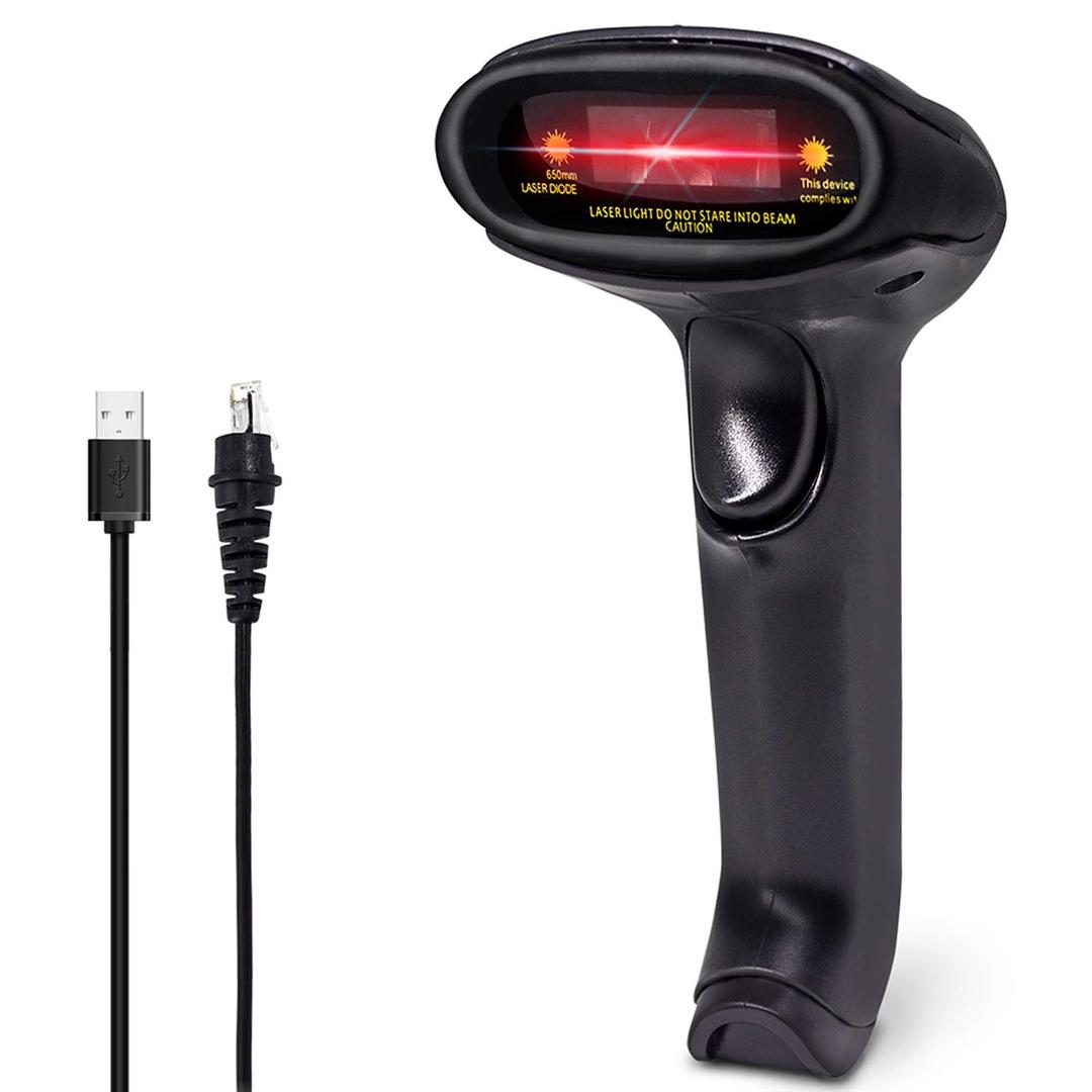 USB Barcode Scanner Wired Handheld Laser Bar Code Scanner Automatic Scan Barcode Reader Black