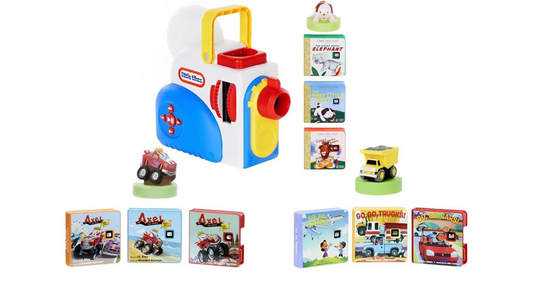 Little-Tikes Story Dream Machine Bundle: Starter Set with Go, Go Vehicles & Axel The Truck Story Collections - Interactive Projector Toy for Toddlers, Ages 3+ Years, Nightlight & Educational Storytime