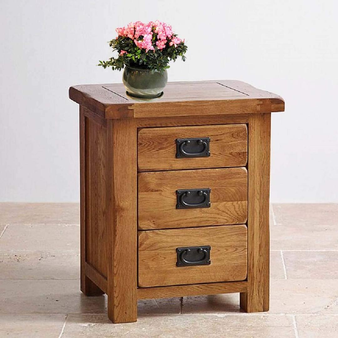 AurotriceOAK Solid 3-Drawer Bedside Unit Lacquer Table Bedside Cabinet 3 Drawer, Solid OAK Wood Furniture/Oak 3 Drawer Bedside Table Cabinet