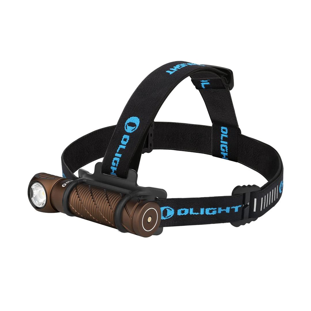 OLIGHTPerun 2 LED Headlamp 2500 Lumens Rechargeable, Right Angle Waterproof Flashlight, IPX8 Head Light Perfect for Night Camping, Hiking, Hunting, Outdoors, and Hard Hat Work (Desert Tan)