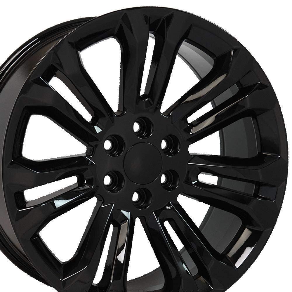 OE Wheels LLC 22 inch Rims Fit pre-2019 Silverado Sierra pre-2021 Tahoe Suburban Yukon Escalade CV43 Gloss Black 22x9 Rim Hollander 5666