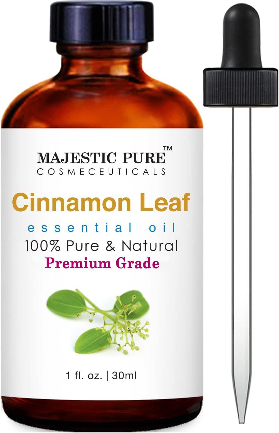 MAJESTIC PURE Cinnamon Essential Oil | 100% Pure and Natural Cinnamon Oil | Premium Grade Essential Oils for Hair Care, Home Diffusers, Skin, Aromatherapy, Massage and Humidifiers | 1 Fl Oz