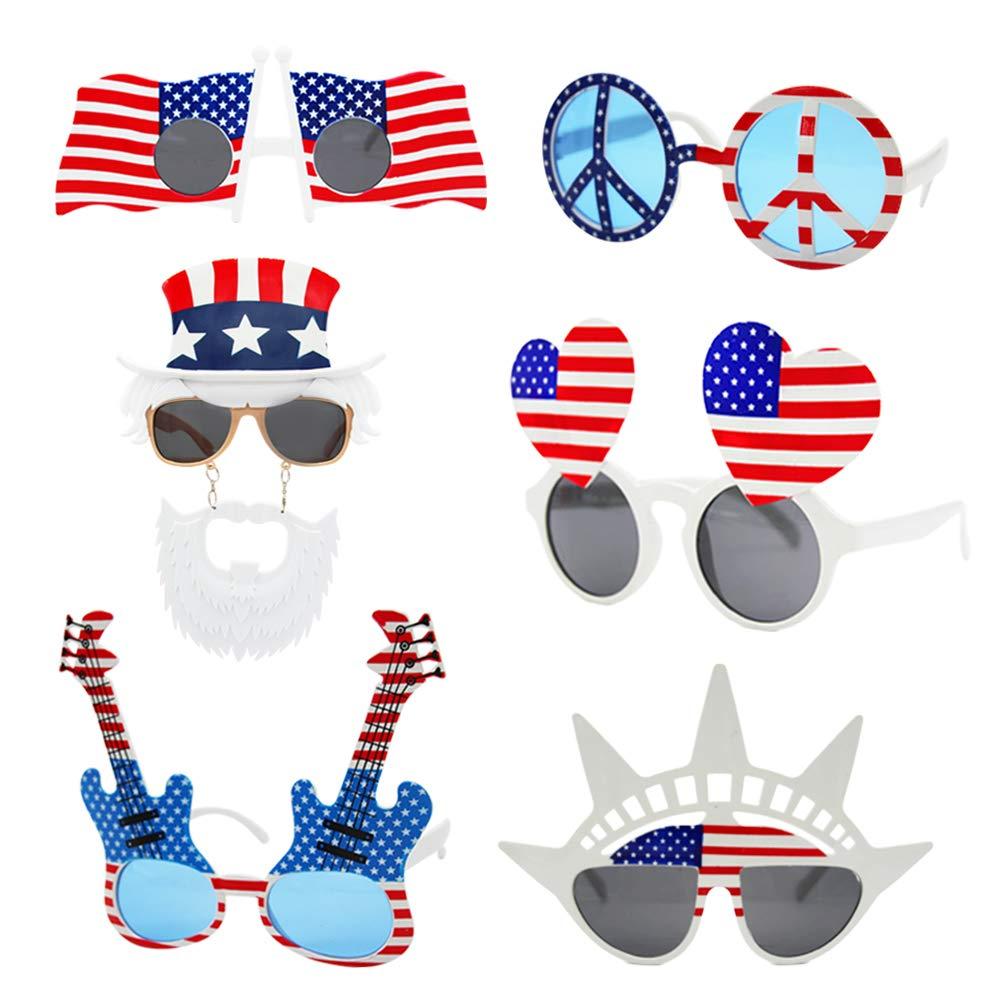 American Flag Glasses USA Patriotic Party Sunglasses Holiday Sunglasses Eyewear for Party Props(6 Pack)