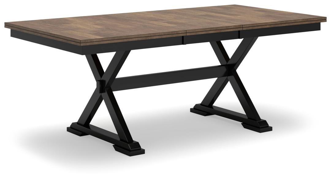 Signature Design by Ashley Wildenauer Dining Extension Table, 78" W x 40" D x 30" H, Black & Dark Brown