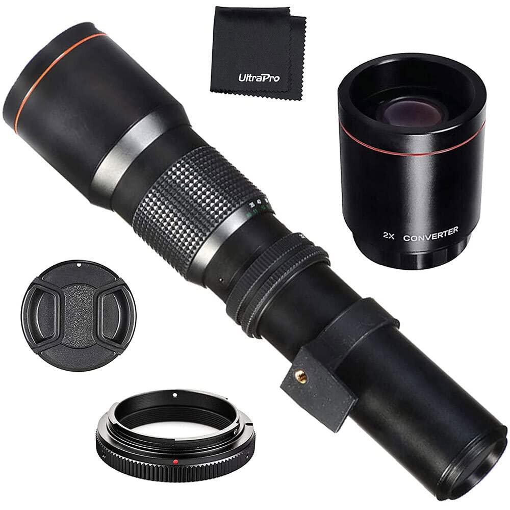 Hi-Resolution 500mm/1000mm Manual Telephoto Reflex Lens for Canon EOS Rebel T3i, T4i, T5, T5i, T6, T7, T6i, T6s, T7i, SL1, SL2, EOS 60D, 70D, 77D, 80D, 5D III, 5D IV, EOS 6D, 7D, 7D II, 90D Cameras