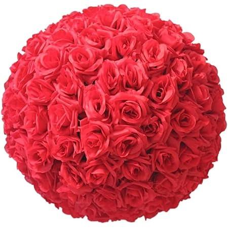 5 Pack Artificial Flower Ball for Centerpieces Bridal Wedding Artificial Wedding Party Centerpieces Decorations, 7.8inch, Red