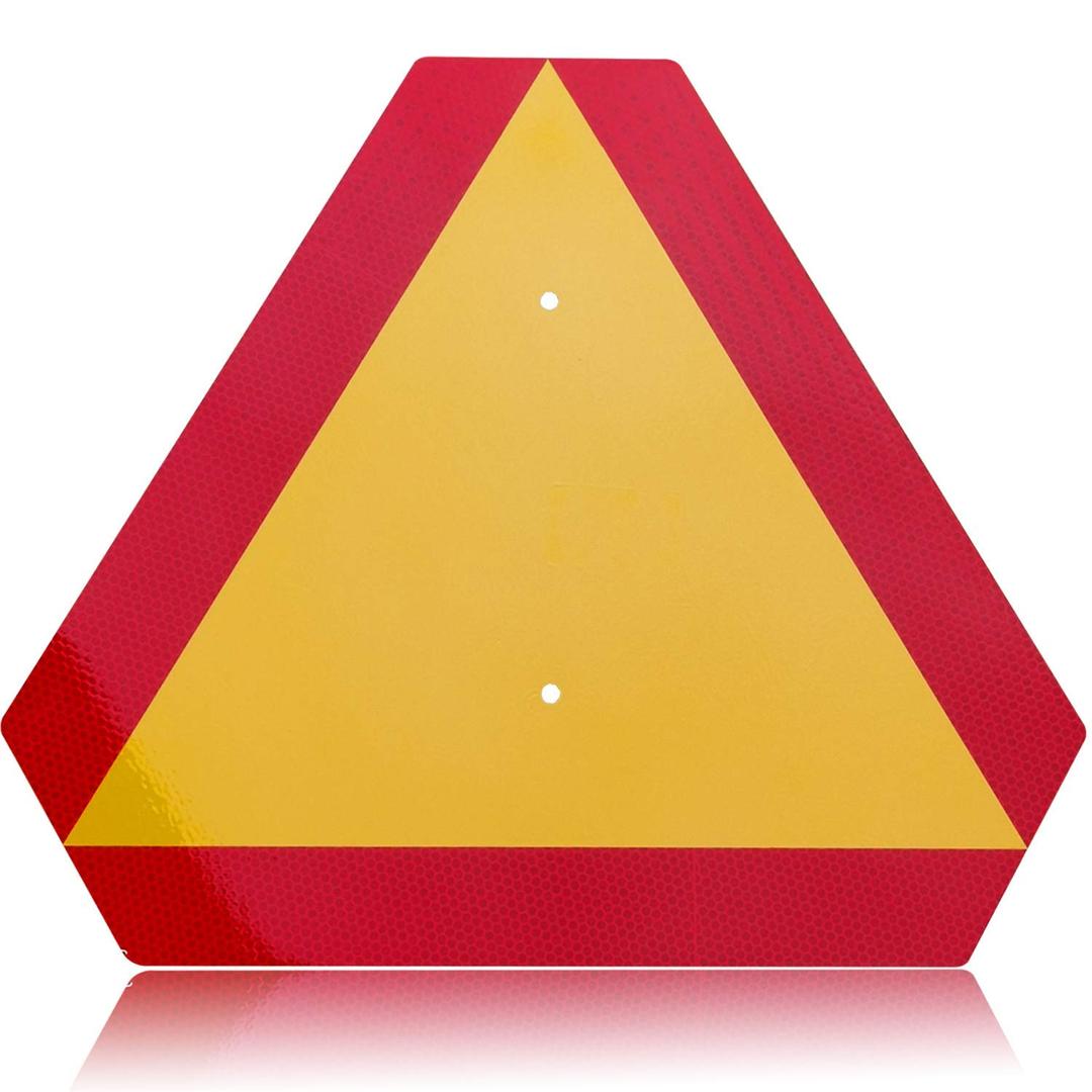 Orange Slow Moving Vehicle Sign,Triangle Sign,SMV sign 14"x16"Aluminum Diamond Grade Reflective,Up to 7 Years of Outdoor use for Golf Cart