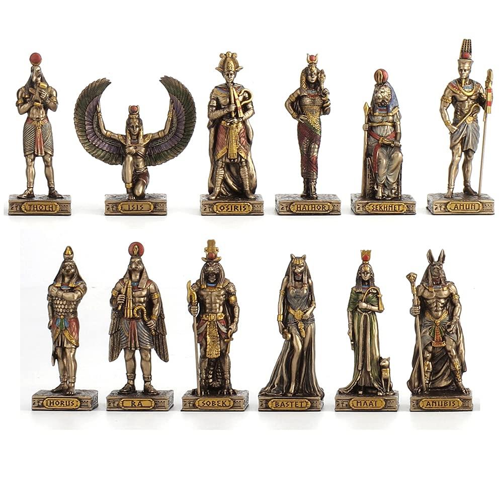 Veronese Design Egyptian Gods Resin Figurines Hand Painted Bronzed Statue