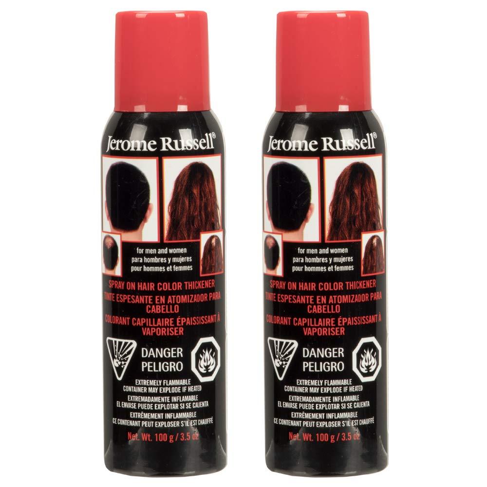 Jerome Russell Spray-on Color Dark Brown Hair Thickener, for Fine and Thinning Hair, Conceals Bald Spots, Grey Hair, Hides Root Re-growth, and Cover Hair Extension Tracks, Works for Men and Women, 3.5 oz - 2 Pack