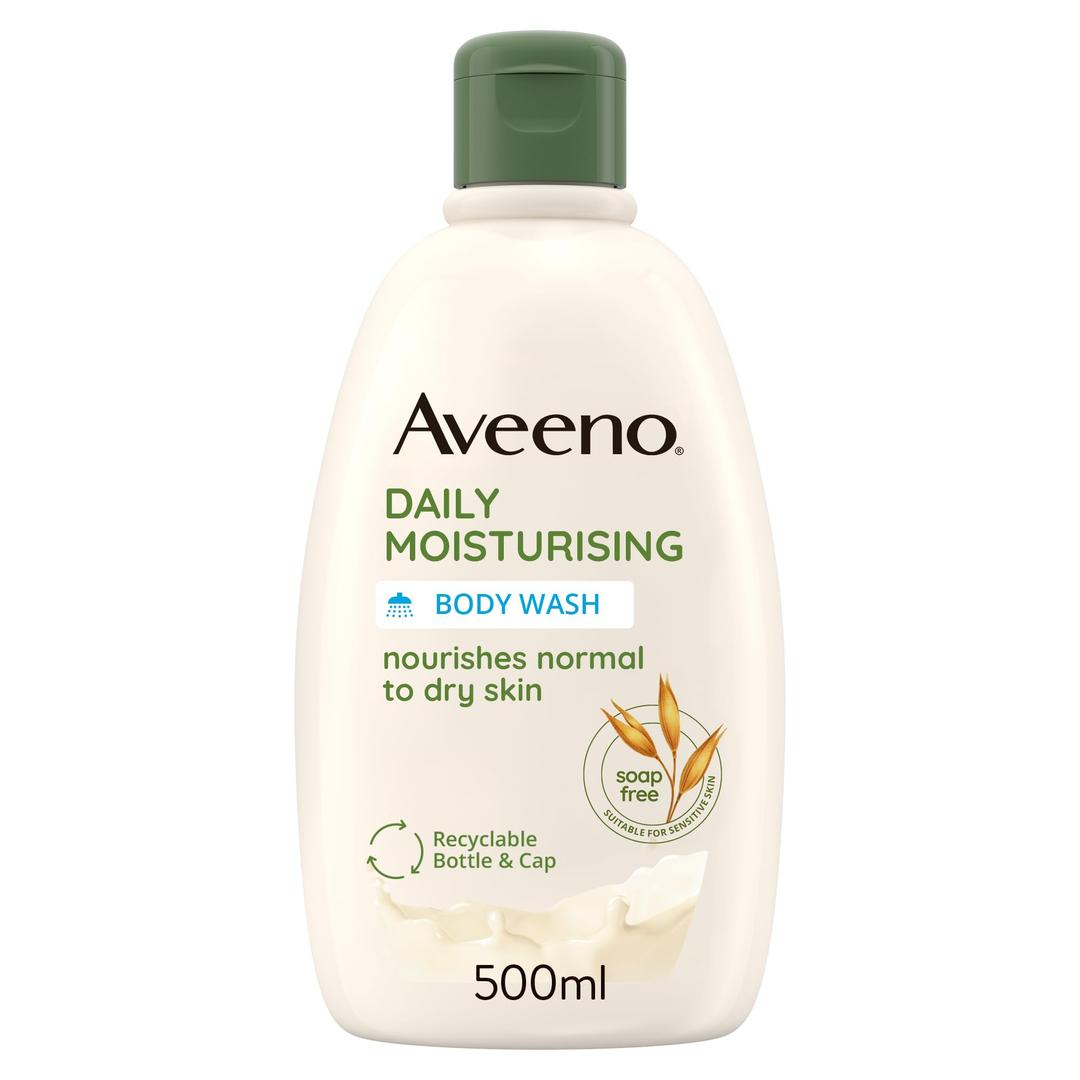 AveenoDaily Moisturising Body Wash, With Soothing Oat, Suitable For Sensitive Skin, Gently Cleanses and Nourishes, Soap-Free, Lightly Scented, 500ml