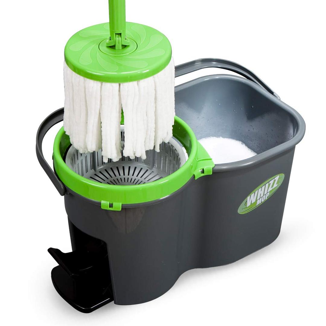 JMLWhizz Mop Microfibre 360 - Microfibre spinning mop with a 600 RPM wringing bucket