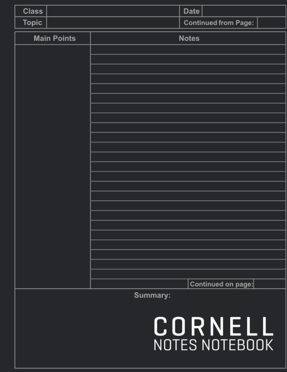 Cornell Notes Notebook: Cornell Style Note Taking Notebook for Students and Teachers with Simple Black Cover. College Ruled Composition Paper for Taking Notes Paperback – November 23, 2020