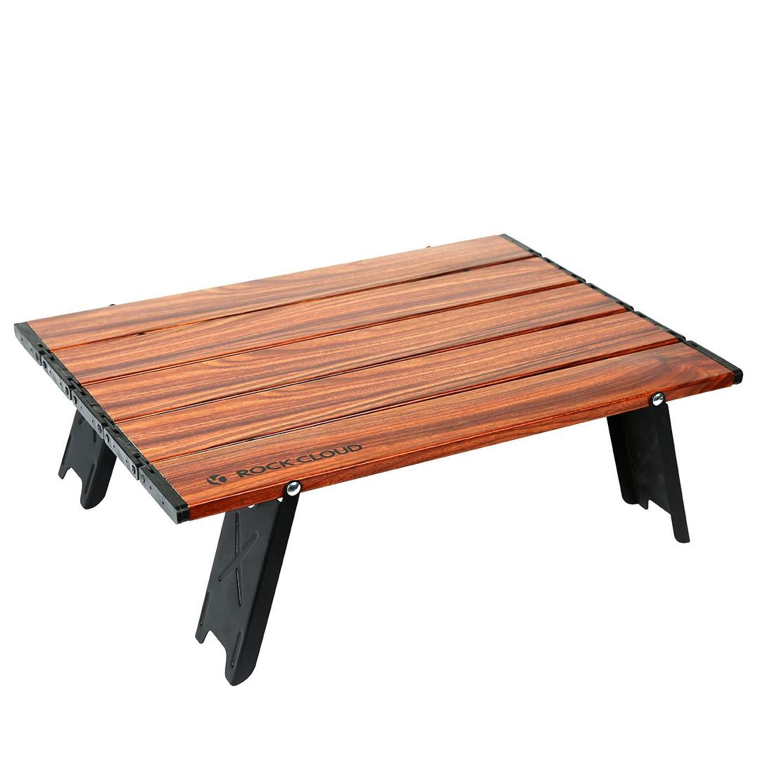 ROCK CLOUD Portable Beach Table Aluminum Ultralight Folding Camping Table, Wood Grain