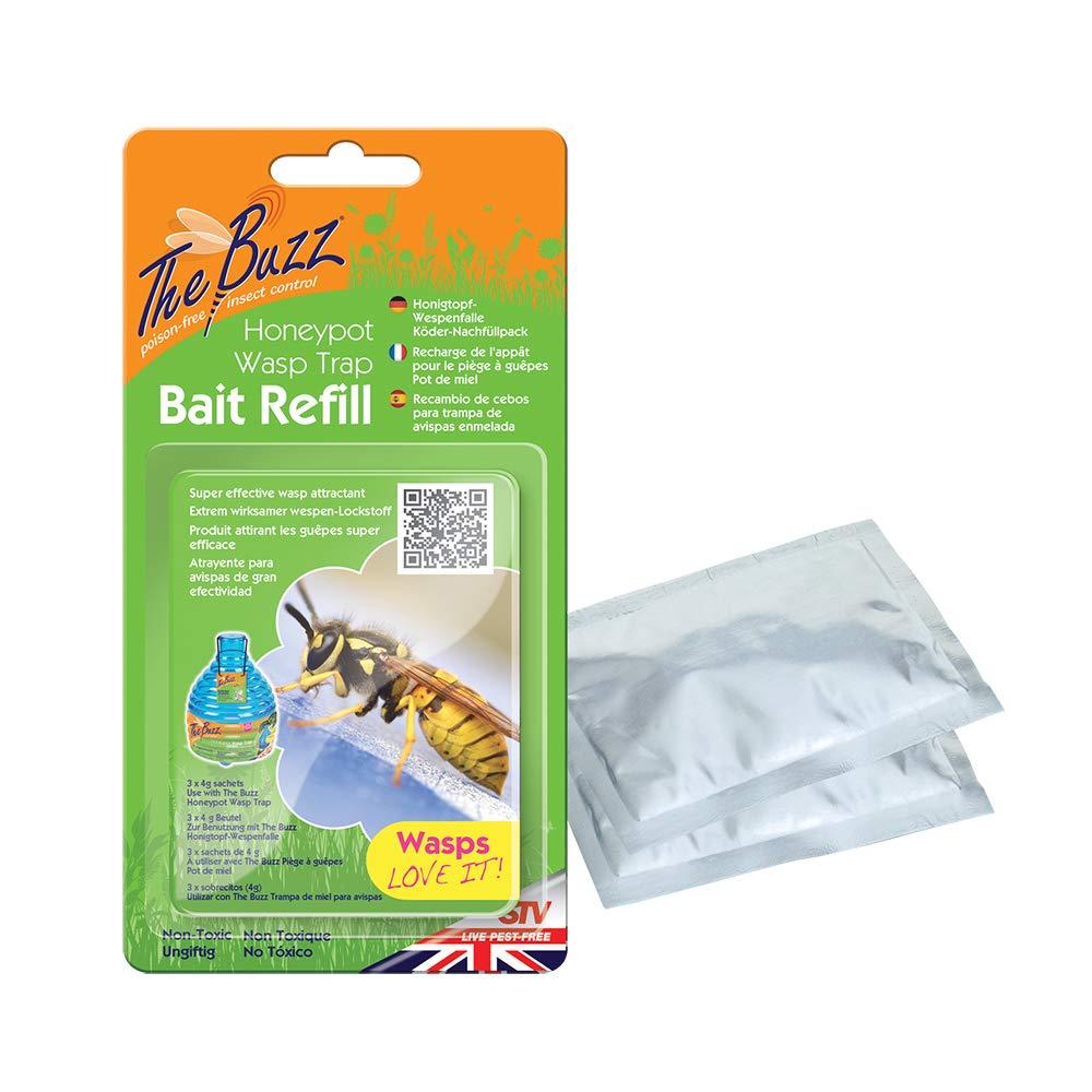 The Buzz STV371 Honeypot Wasp Trap Bait Refill – 3 x 4g Packs (Super Effective Wasp Attractant), Green, 18.0 cm*3.0 cm*9.6 cm