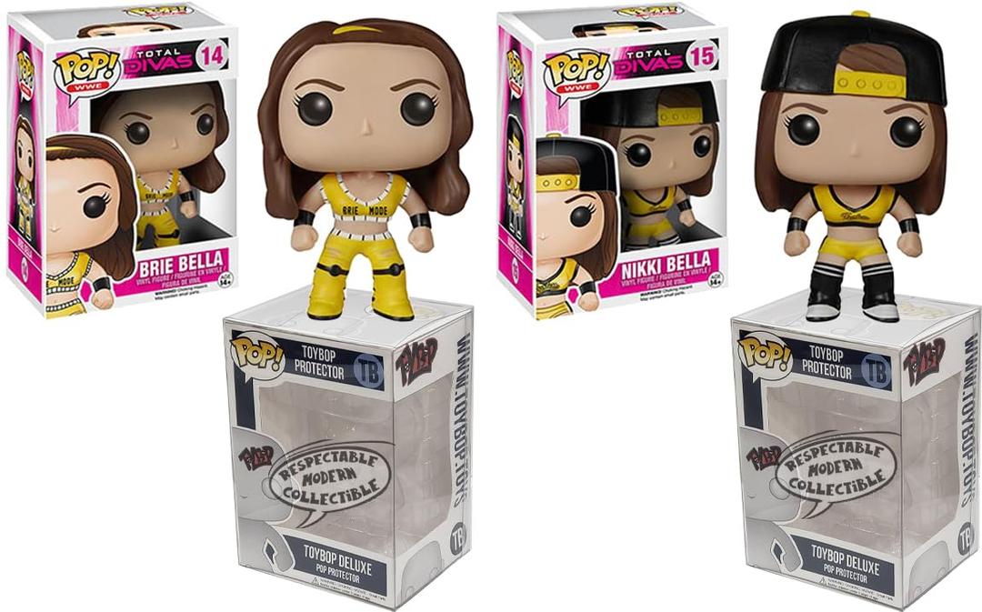 Funko Pop WWE Divas The Bella Twins + Protector: Pop! Wrestling Vinyl Figure (Gift Set Bundled with ToyBop Brand Box Protector Collector Case) (Set of 2)