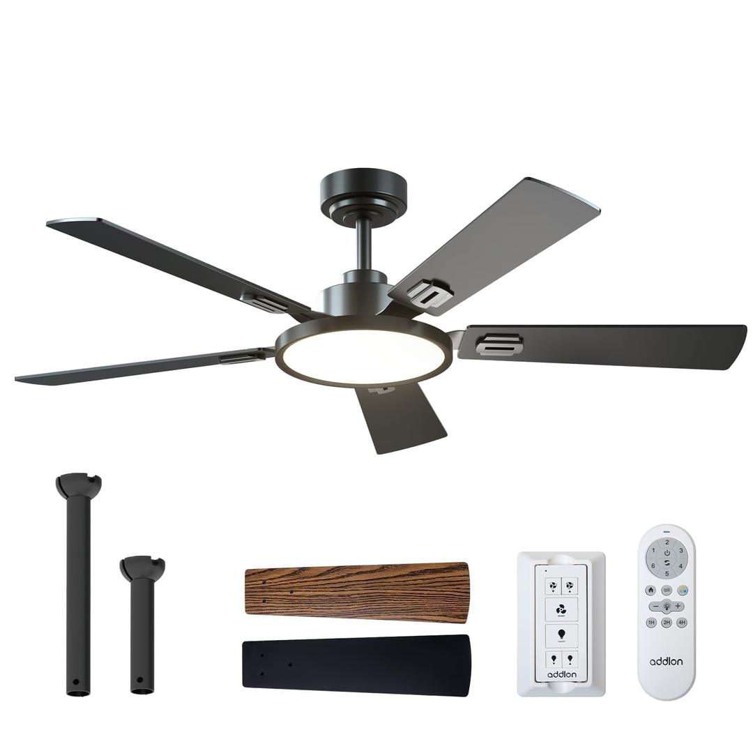 addlon Ceiling Fans with Lights, 52 inch Black Ceiling fan with Light and Remote Control, Reversible, 3CCT, Dimmable, Noiseless, Ceiling Fan for Bedroom, Farmhouse, living room, Indoor/Outdoor Use