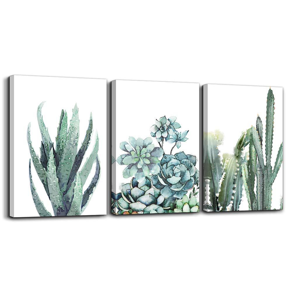 Canvas Wall Art For Living Room Bathroom Wall Decor For Bedroom Kitchen Artwork Canvas Prints Green Plant Flowers Painting 12" X 16" 3 Pieces Modern Framed Office Home Decorations Family Picture