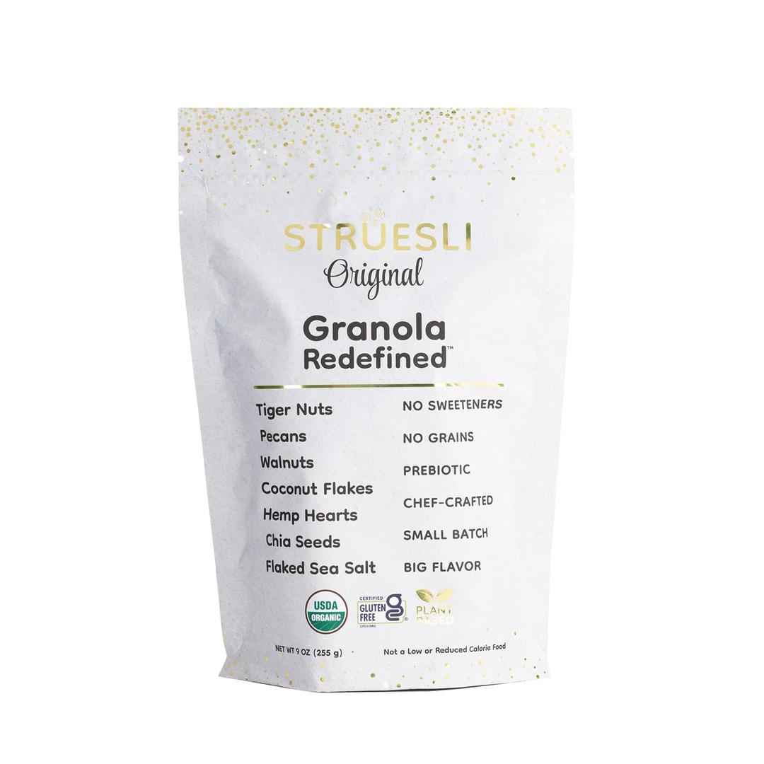 Struesli - Organic Original Granola Redefined | No Added Sweeteners, No Grains | Keto & Paleo Friendly | Gluten-Free, Grain-Free, Sugar-Free | Healthy Adult Snack | High-Fiber, Nutrient-Rich, Satisfying Crunch