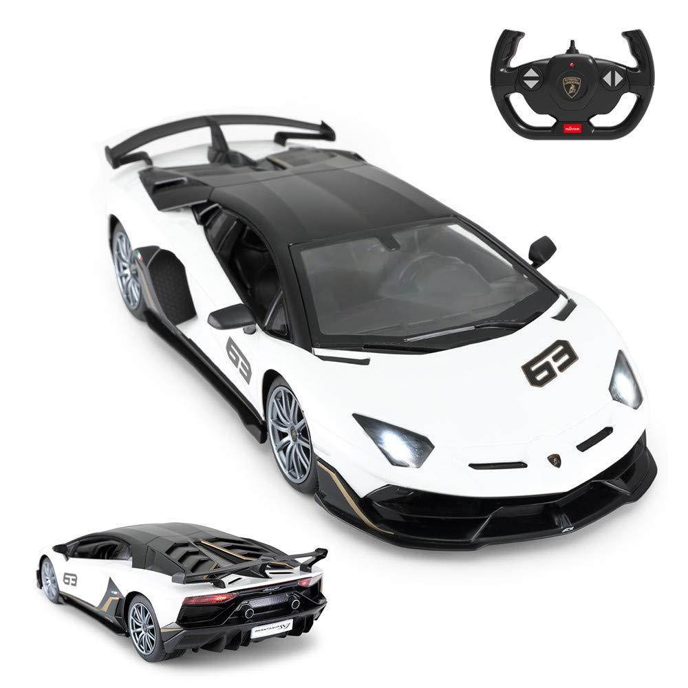 RASTAR Toy Lamborghini Car 1:14 Lamborghini Aventador SVJ Remote Control Model Car, Super RC Sport Racing Car for Kids Boys Gifts, 2.4GHz / White