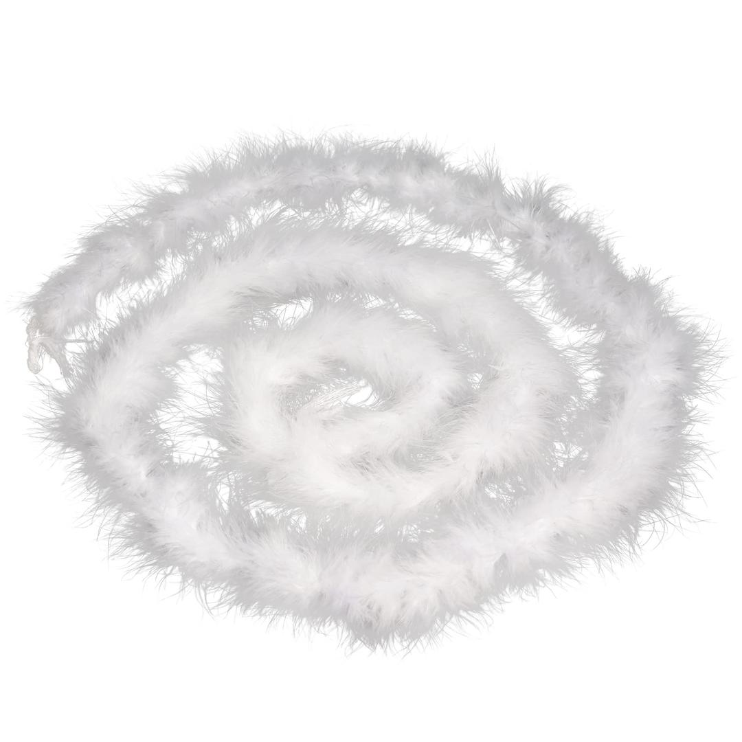 Dxhycc 2 Yards Marabou Feather Boa for Crafts Wedding Party Halloween Costume Christmas Tree Decoration 20 Grams, White