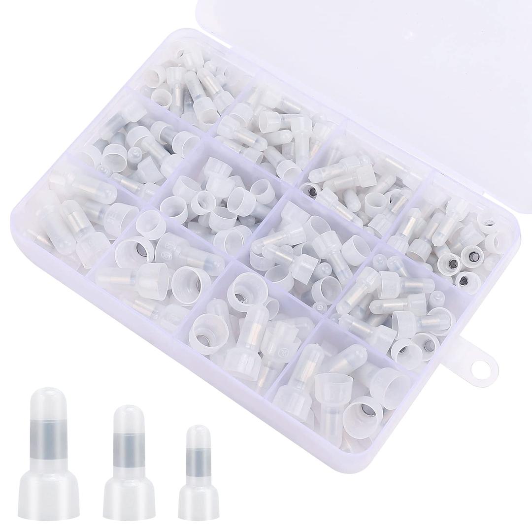 220 Pcs Closed End Crimp Connectors, 22-16/16-14/12-10 Gauge Crimp Cap Kit, Closed End Crimp Terminals Connectors, Nylon Insulated Closed End Crimp Cap Wire Connectors(CE1, CE2, CE5 Kit)