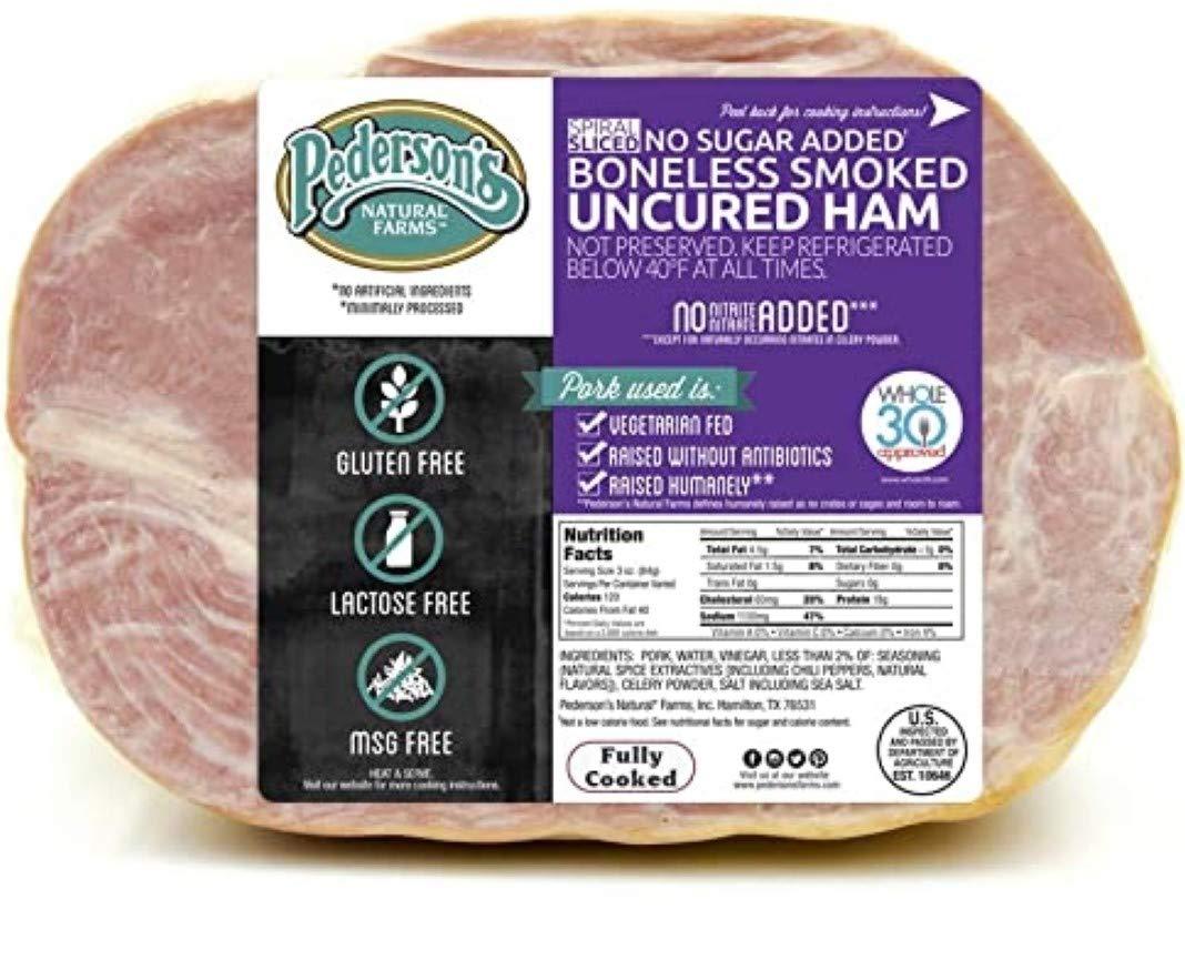 Pederson's Farms, No Sugar, Spiral Sliced, Easter Ham, Uncured Boneless Half Ham, (4 lb average, Serves about 8), Fully Cooked, Whole30 Approved, Keto Paleo Friendly, Made in the US