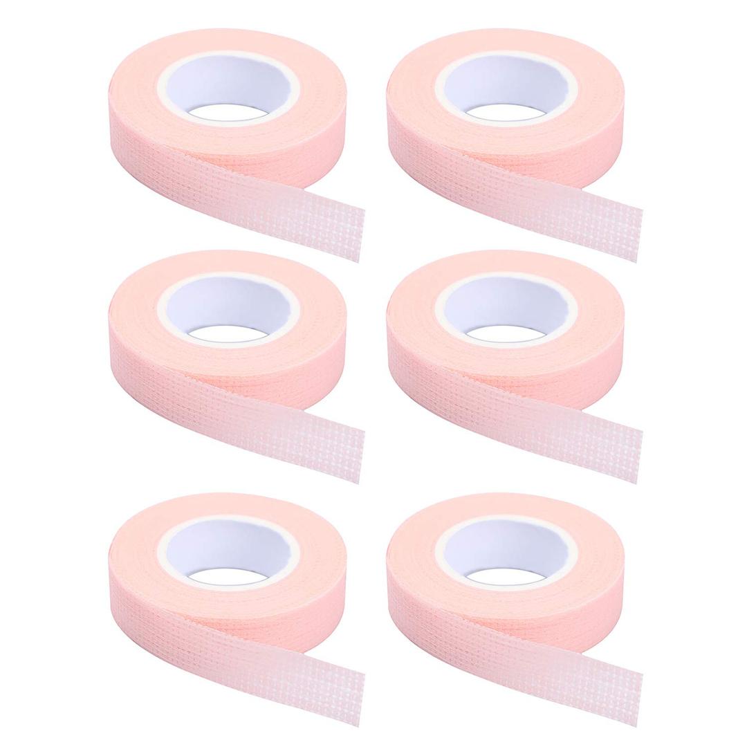 6 Rolls Eyelash Tape,Adhesive Fabric Eyelash Extension Tape,Breathable Micropore Fabric Tape for Eyelash Extension Supplies,9 m/10 Yard Each Roll (Pink)