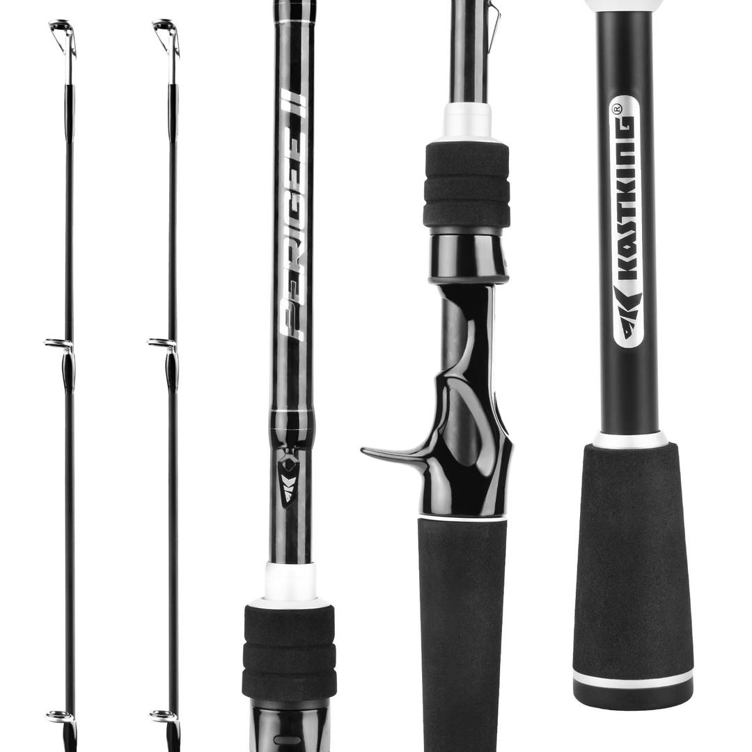 KastKing Perigee II Spinning & Casting Fishing Rods, Fuji O-Ring Line Guides, 24 Ton Carbon Fiber Casting and Spinning Rods - Two Pieces,Twin-Tip Rods and One Piece Rods