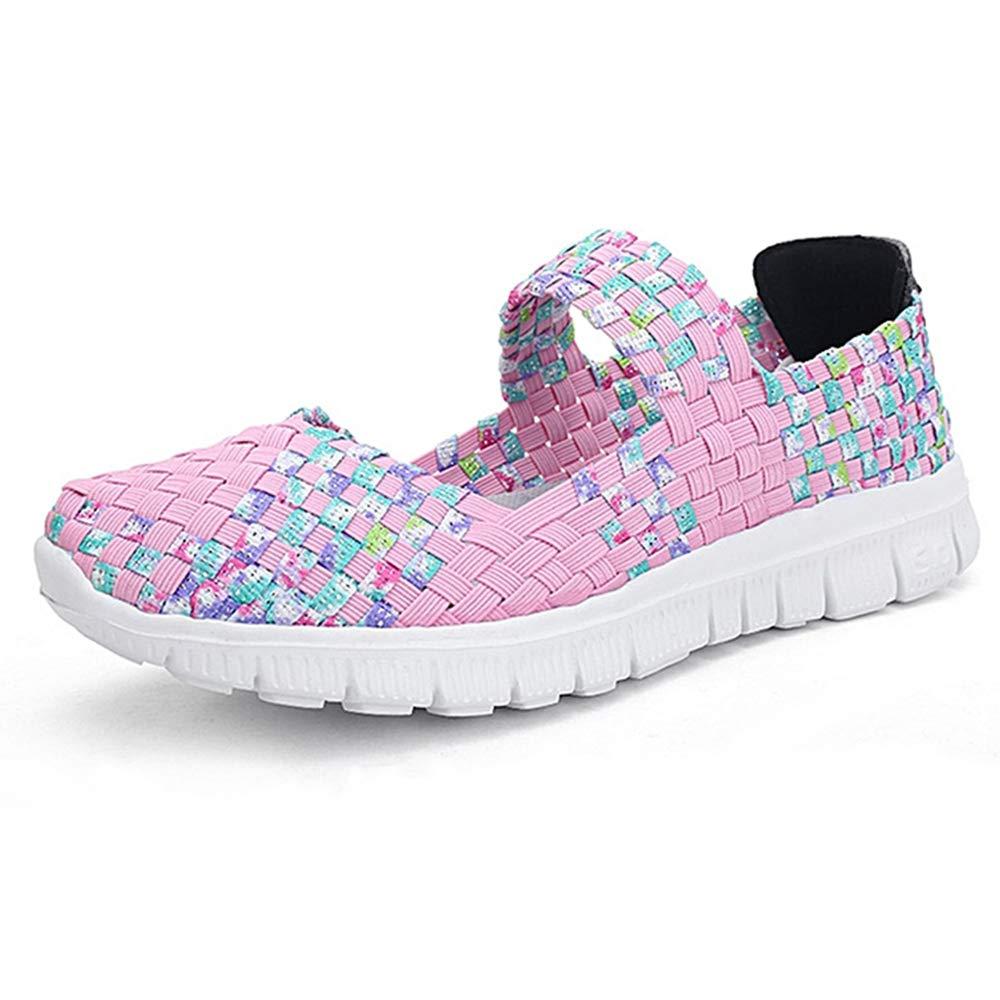 Blivener Women Woven Light Weight Elastic Trainer Comfort Slip On Sport Water Shoes