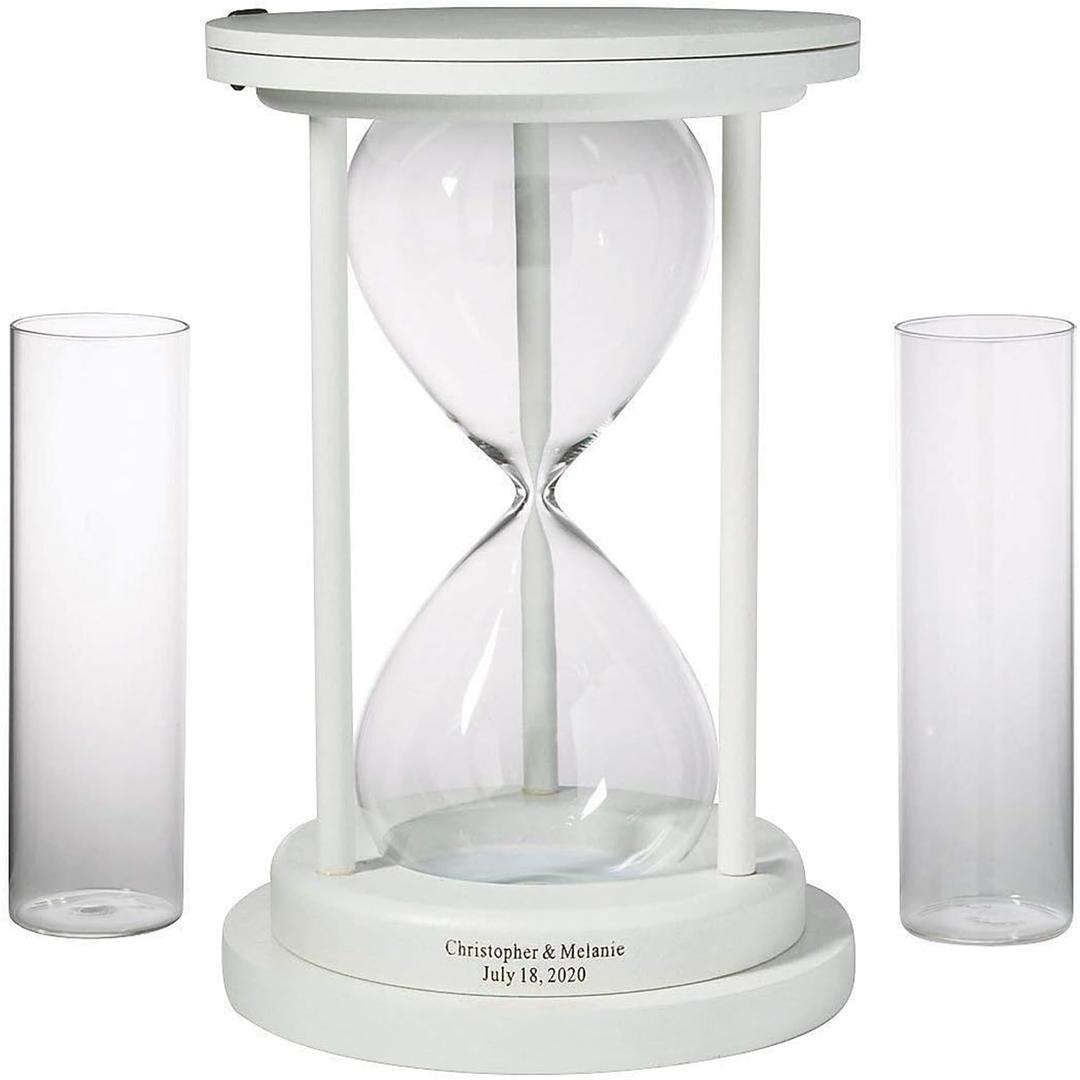 Unity Hour Glass - Symbolize Your Timeless Love, Unique Wedding Hourglass Timer 60 Minutes Cylinder Set – 3 Pcs Personalized White Unity Sand Hourglass Set - Sand Sold Separately