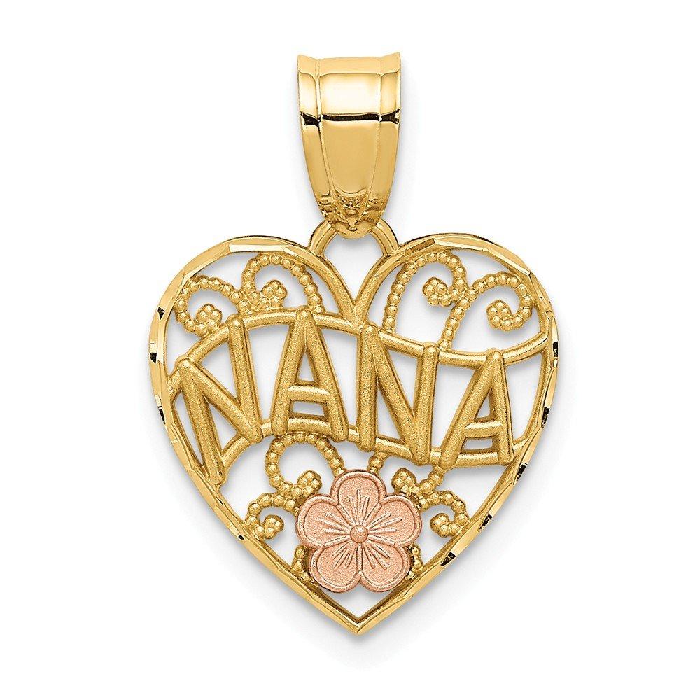 14k Two Tone Yellow Gold Nana Heart Pendant Charm Necklace Grma Grmot Love S/love Message Fine Jewelry For Women Gifts For Her