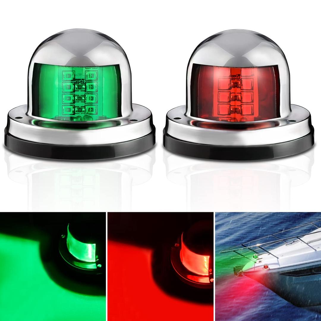 Nilight Marine Boat Navigation Light 2PCS 8LED Red Green LED Port Starboard Signals Lights 12V Waterproof Bow Light for Skeeter Yacht Pontoon Speedboat Sailboats Fishing Boats, 2 Years Warranty