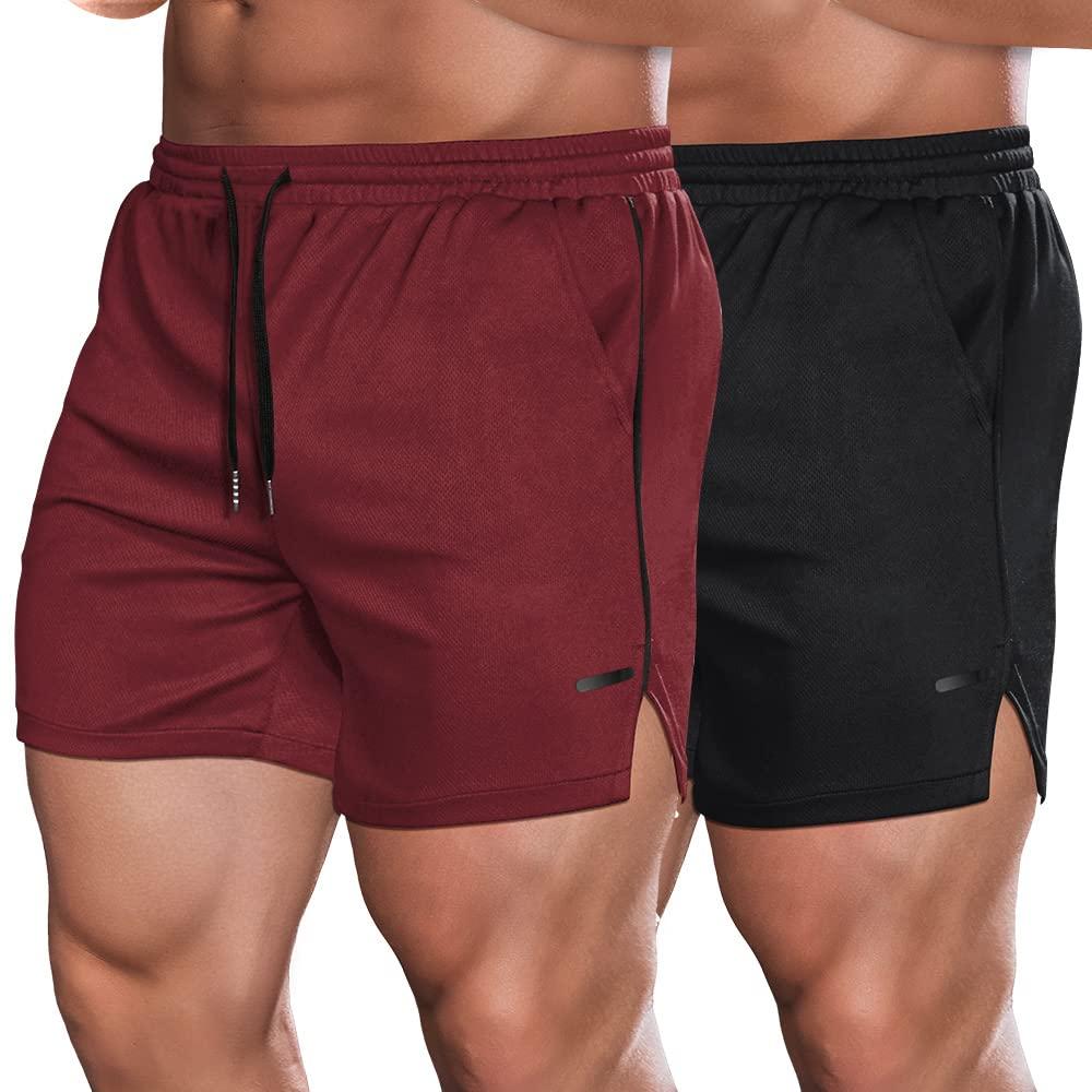 COOFANDYMen's 2 Pack Gym Workout Shorts Mesh Lightweight Athletic Shorts Training Running Sports Jogger with Pockets