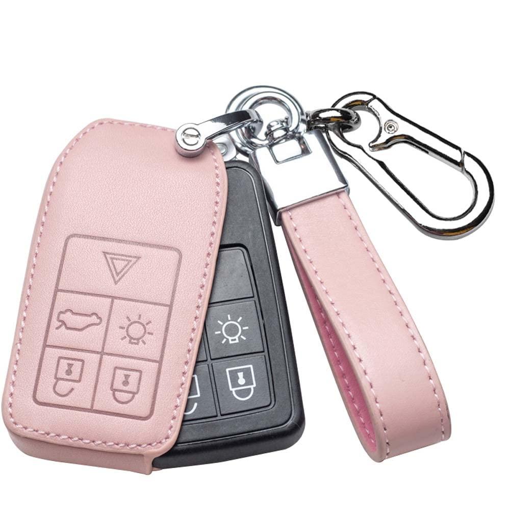 HIBEYO Key Case Cover for Volvo Smart Car Key Accessories with Keychains